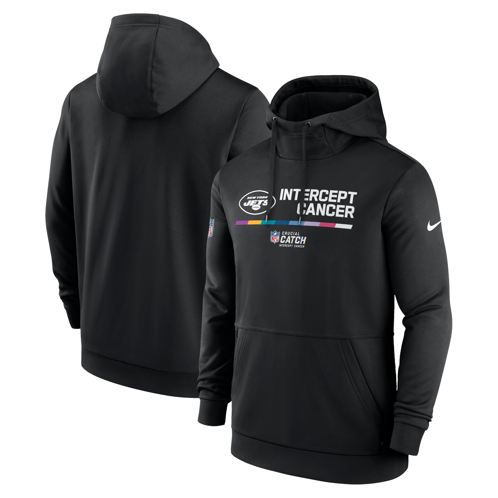 Men's Nike Black New York Jets NFL Crucial Catch Therma Performance Pullover Hoodie